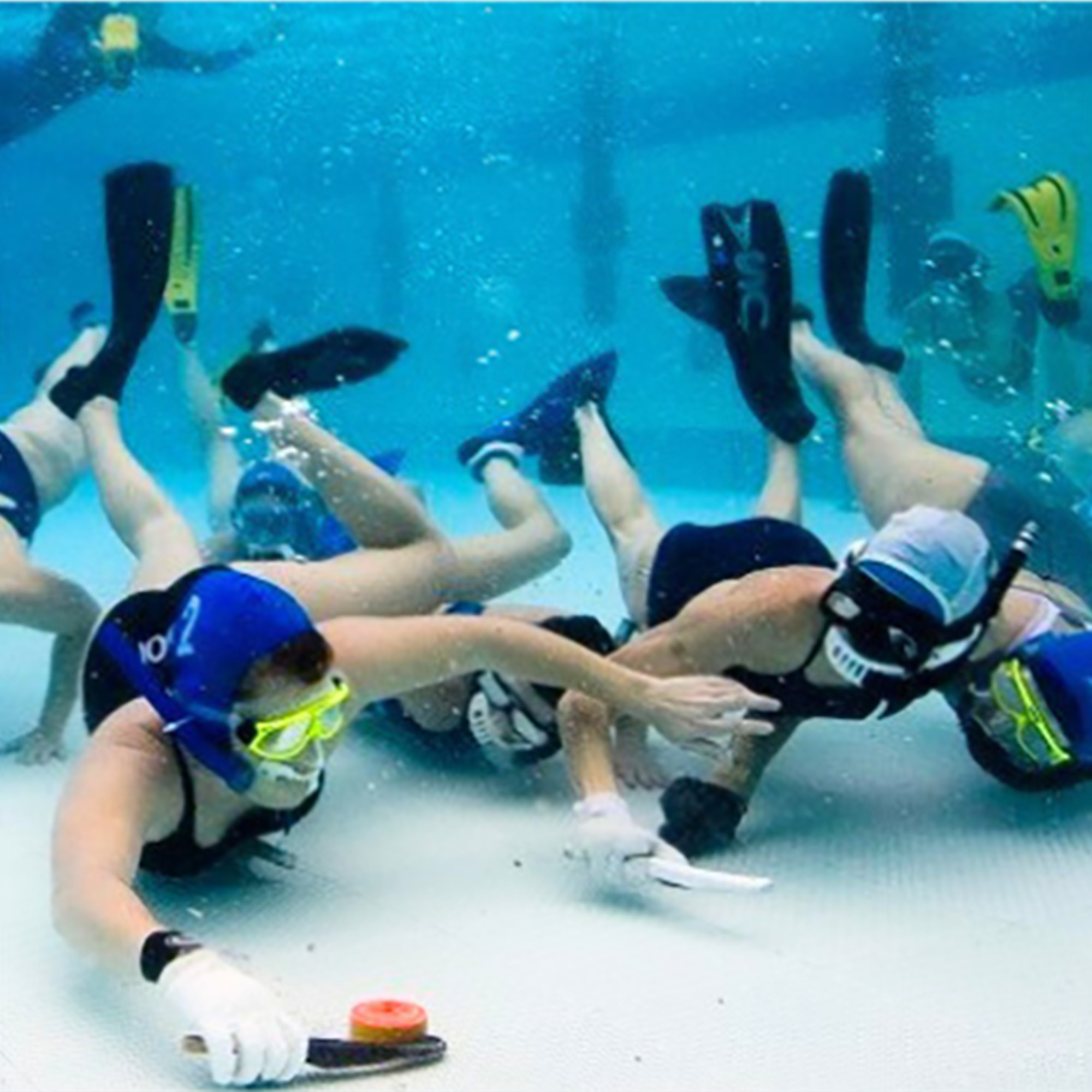 Underwater Hockey Players Underwater
